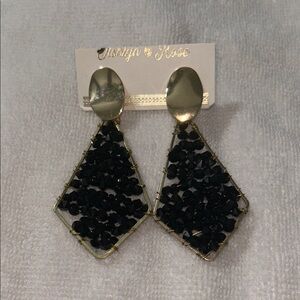 Black and Gold Geometric Earrings